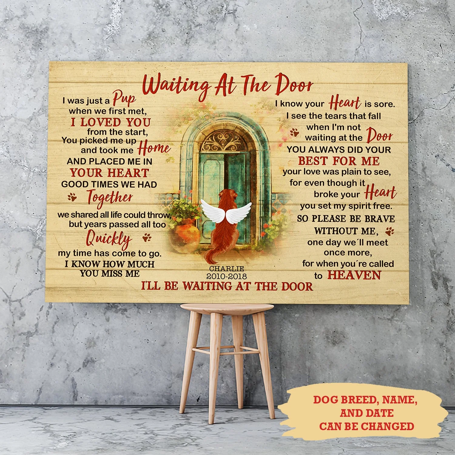 Waiting At The Door - Personalized Custom Canvas - Memorial Dog Gifts - Image 5