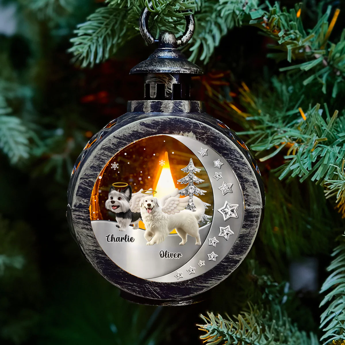 Walking Beside You - Personalized Custom 3D Effect Christmas Lantern - Image 2