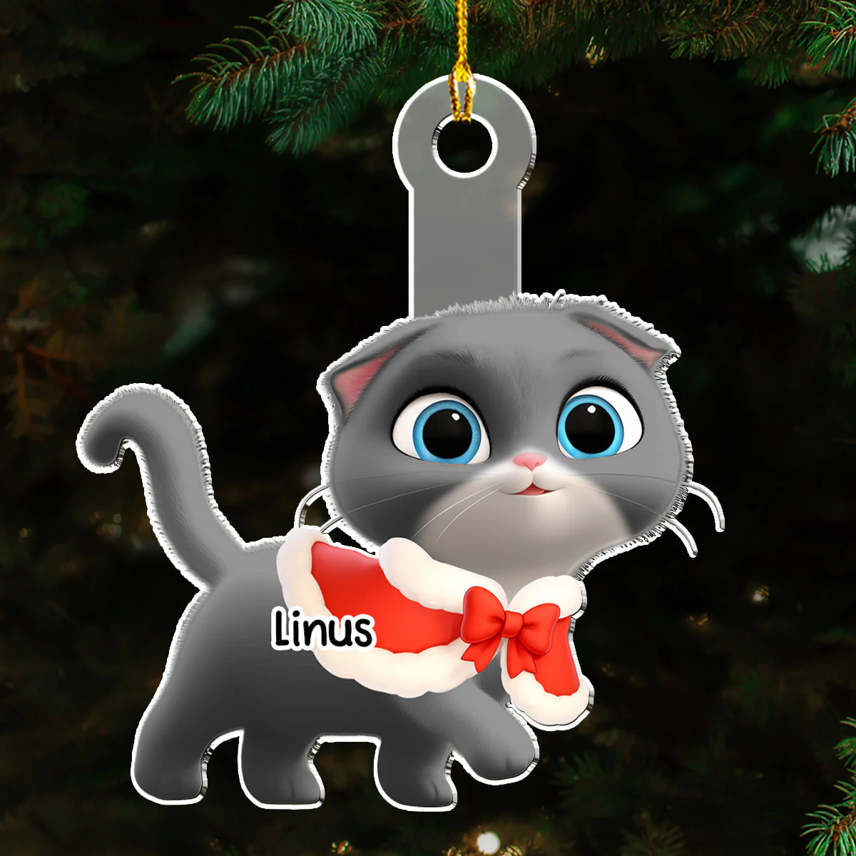 Walking Cat - Personalized Custom Acrylic Ornament - Image 2