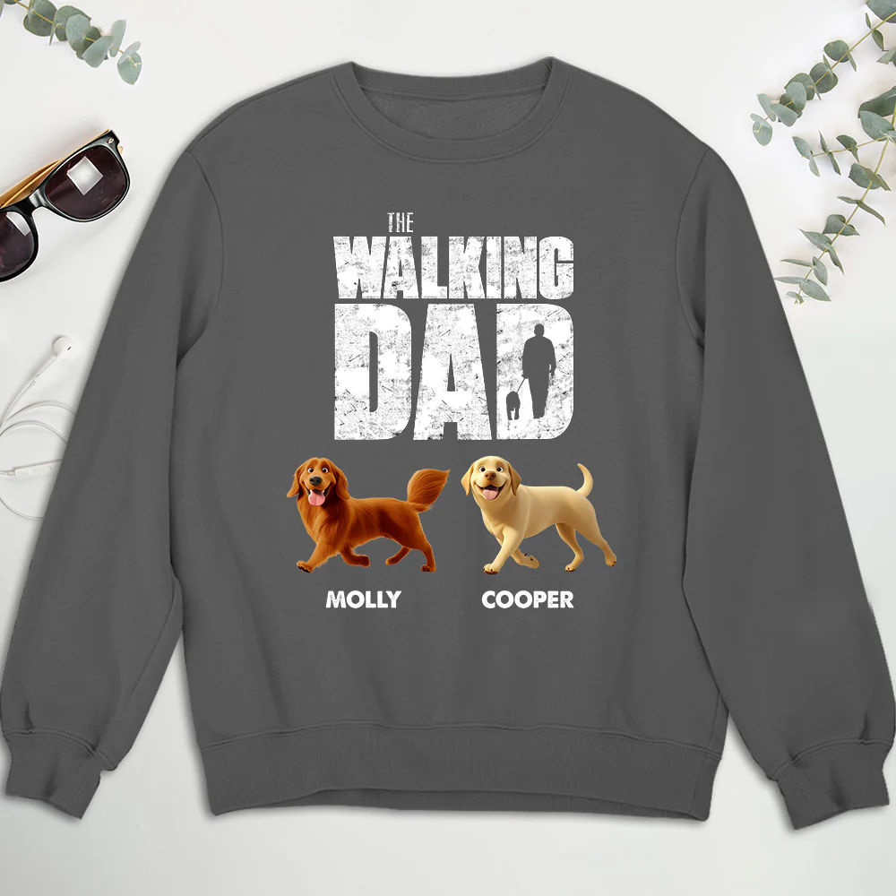 Walking Dog Dad - Personalized Custom Sweatshirt - Image 4
