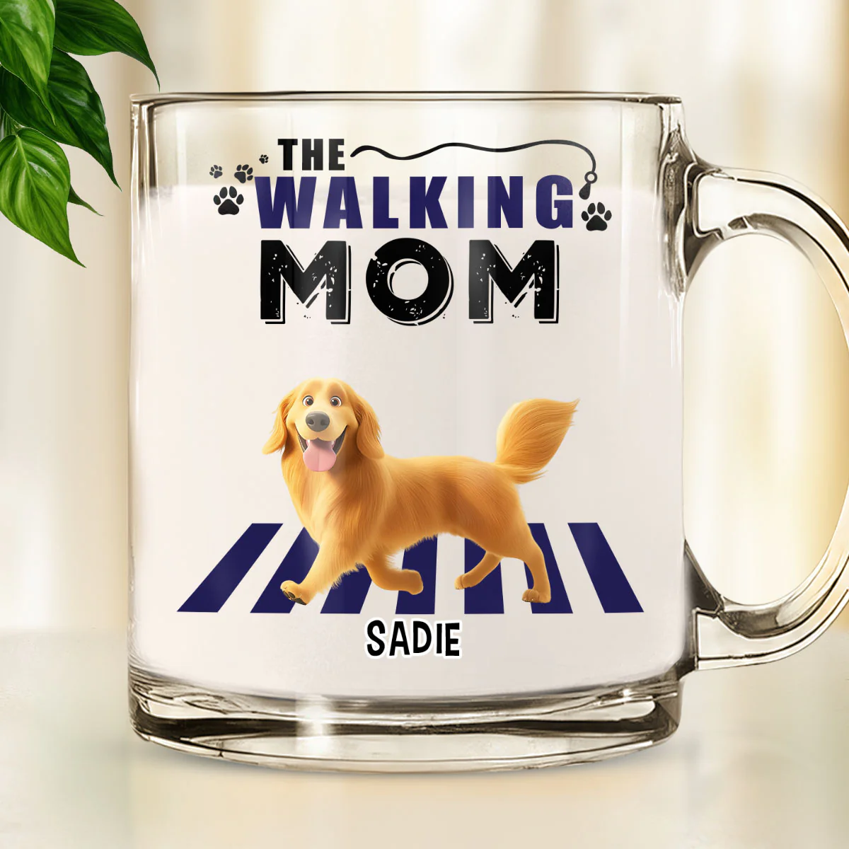 Walking Mom Cartoon - Personalized Custom Glass Mug