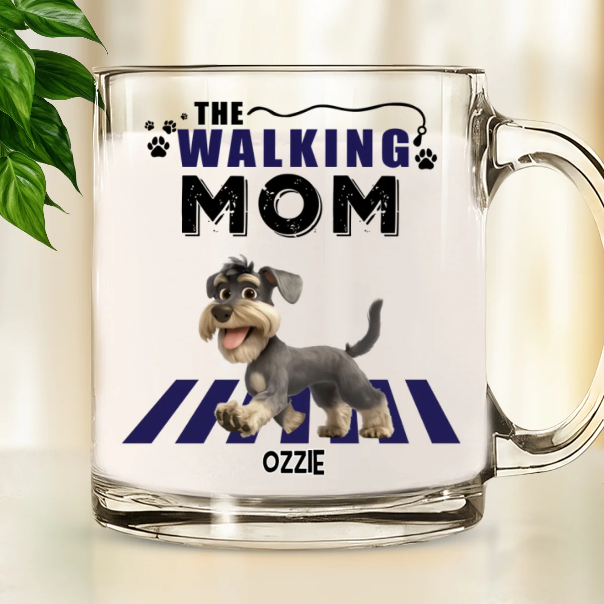 Walking Mom Cartoon - Personalized Custom Glass Mug - Image 6