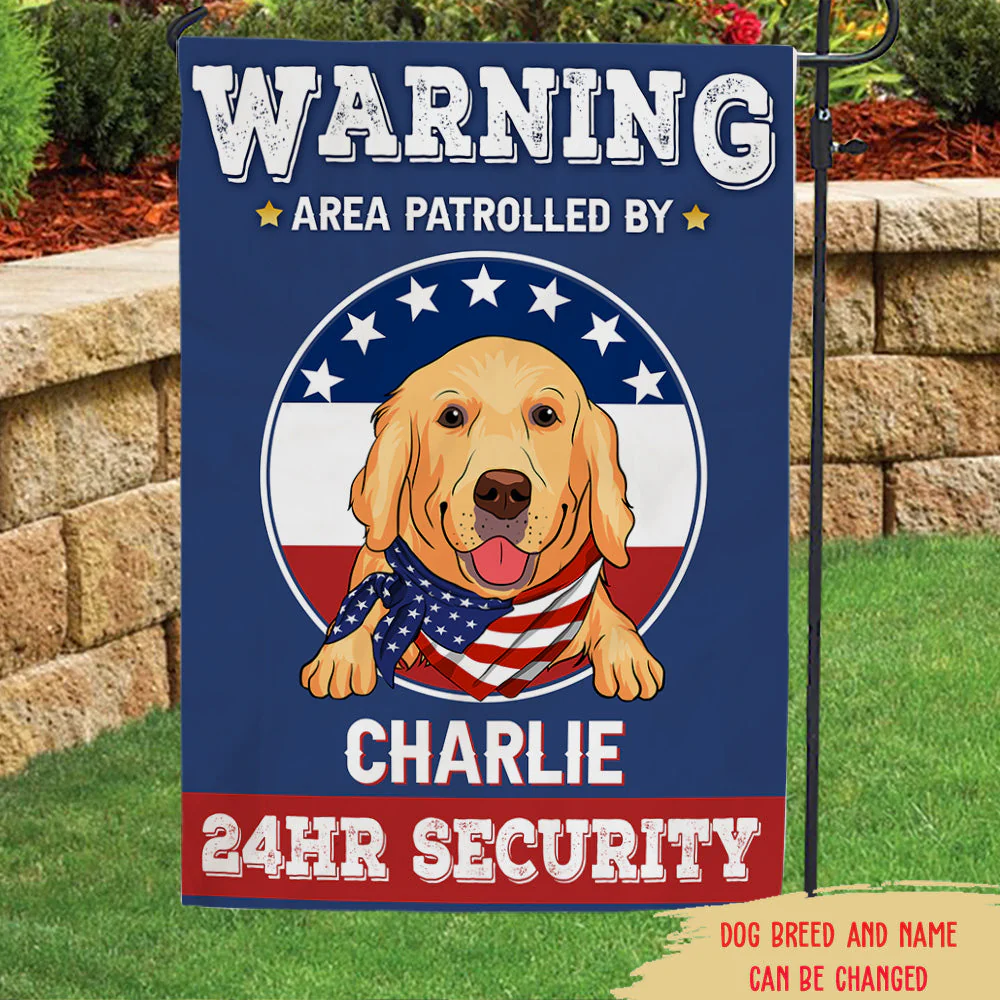 Warning Area Patrolled By Dogs - Personalized Custom Garden Flag