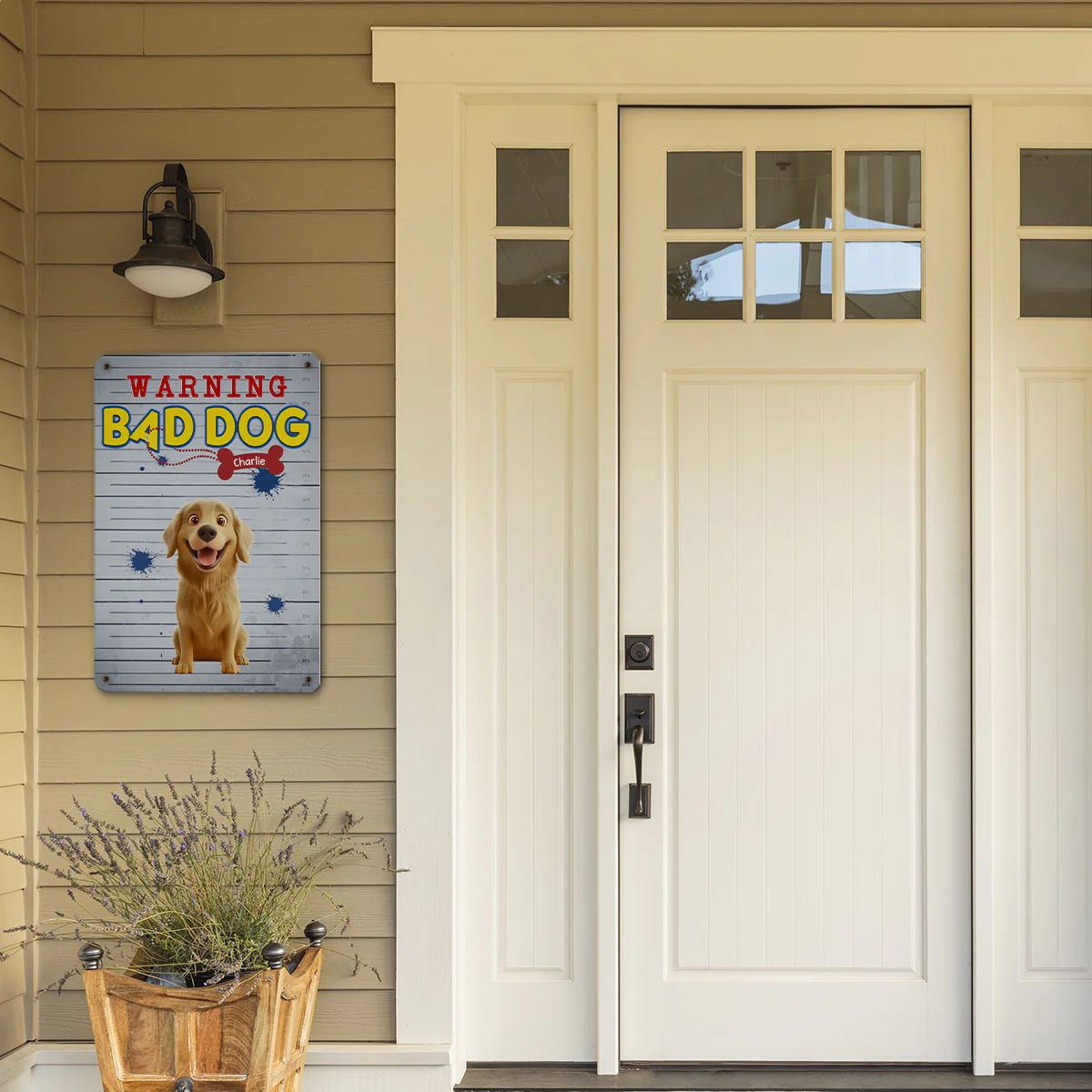 Warning Bad Dog - Personalized Custom Metal Sign - Image 4