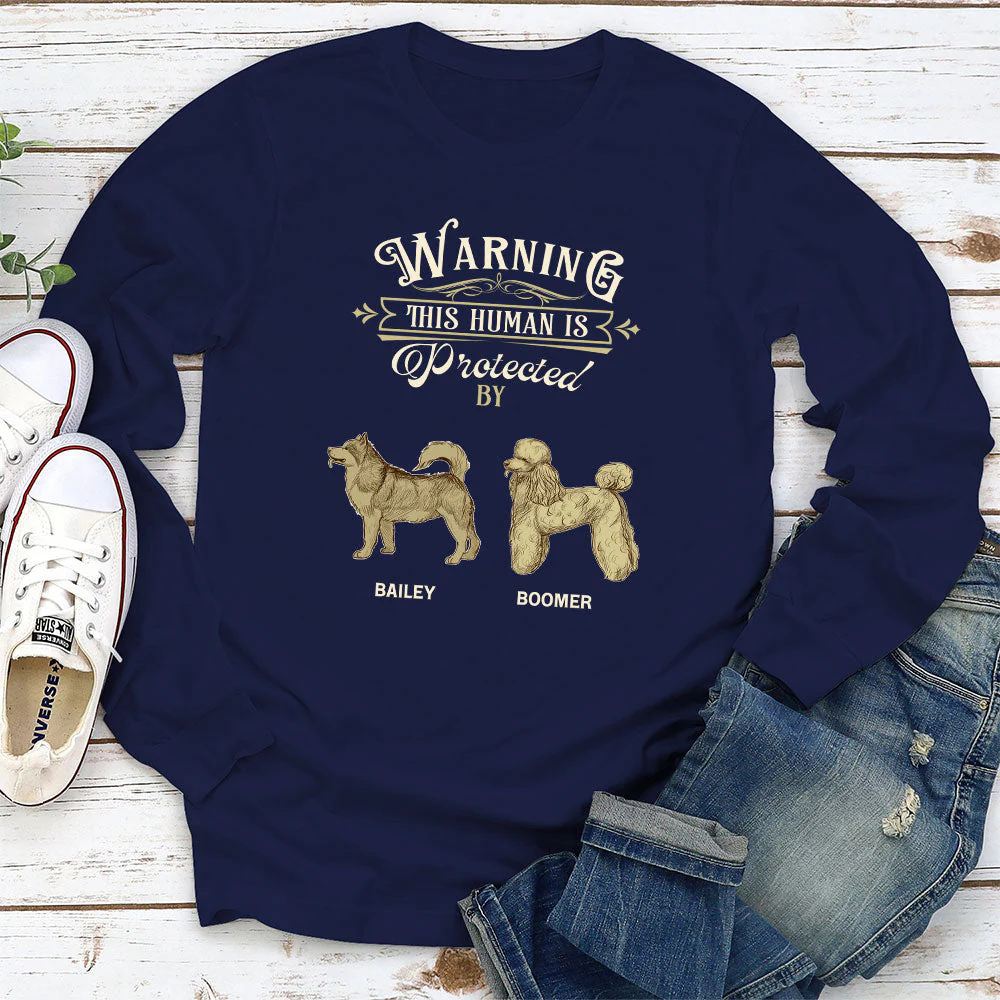 Warning Human - Personalized Custom Long Sleeve T-shirt - Image 2