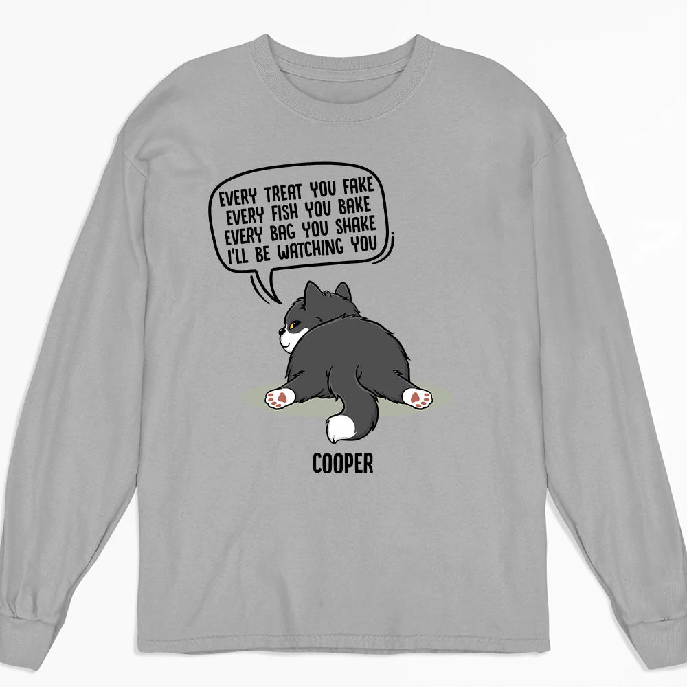 Watching You Cat Butt - Personalized Custom Long Sleeve T-shirt