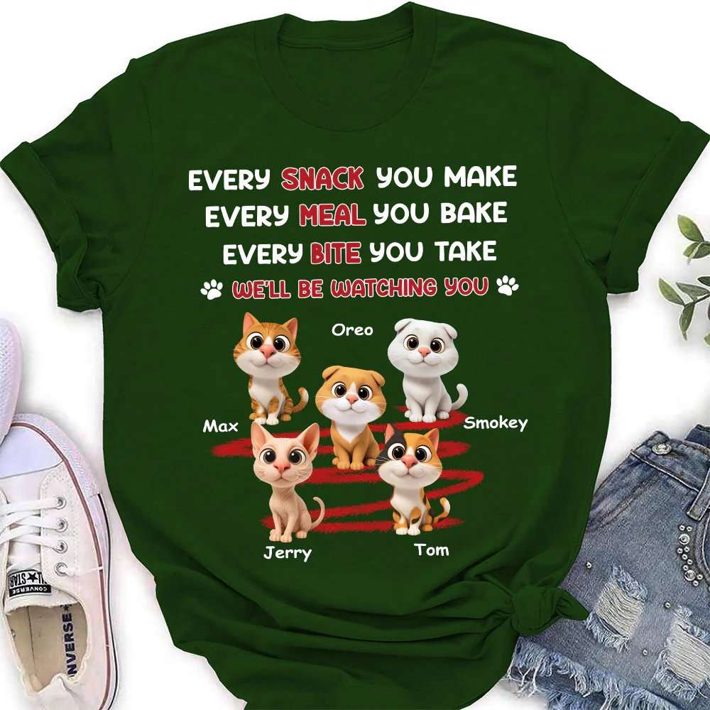 Watching You Forever Cat Version - Personalized Custom Women's T-Shirt - Image 5