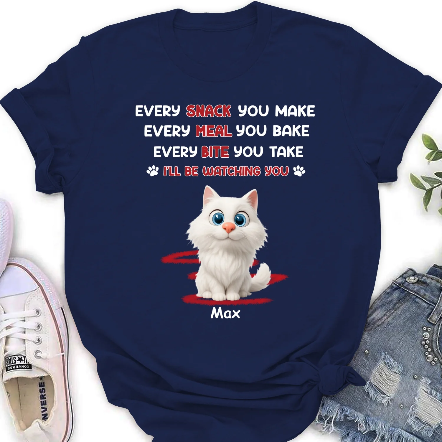 Watching You Forever Cat Version - Personalized Custom Women's T-Shirt - Image 7