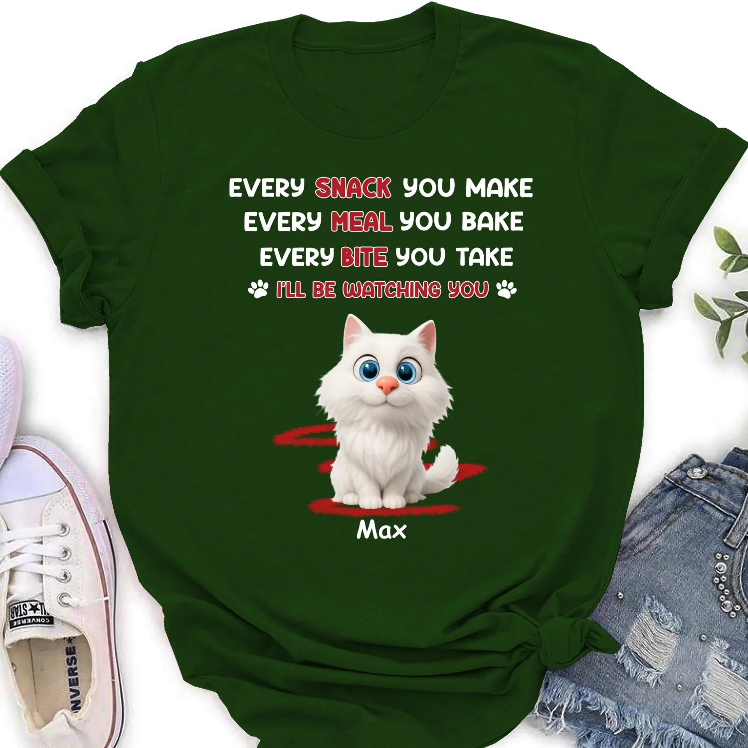Watching You Forever Cat Version - Personalized Custom Women's T-Shirt - Image 8