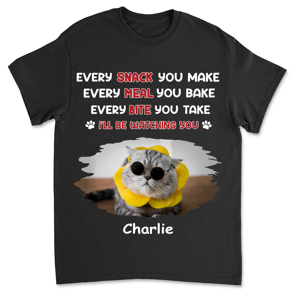 Watching You Forever Cat Version Photo - Personalized Custom Unisex T-Shirt