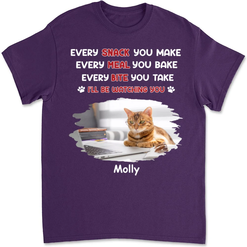 Watching You Forever Cat Version Photo - Personalized Custom Unisex T-Shirt - Image 6