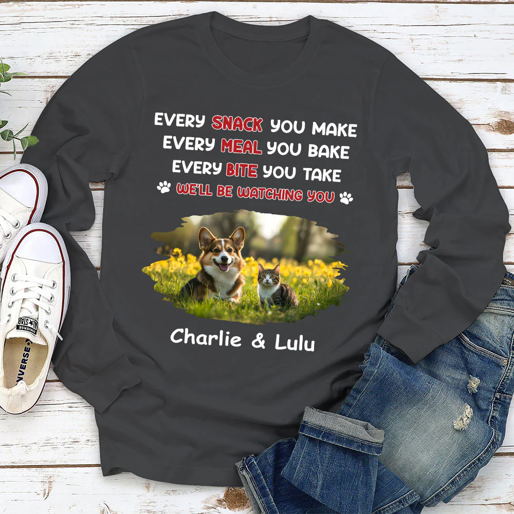 Watching You Forever Pet Version Photo - Personalized Custom Long Sleeve T-Shirt - Image 2