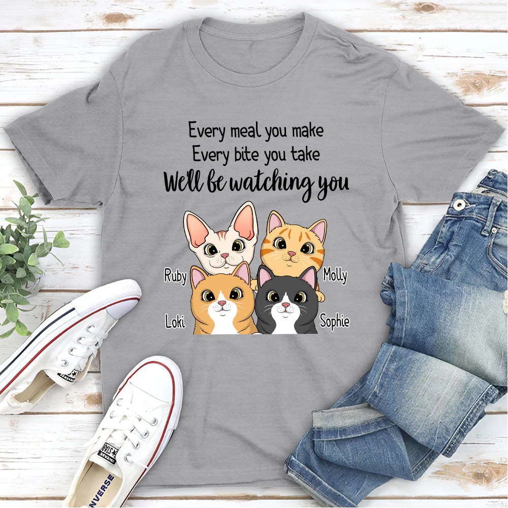 Watching You Peeking Cat - Personalized Custom Unisex T-shirt - Image 3