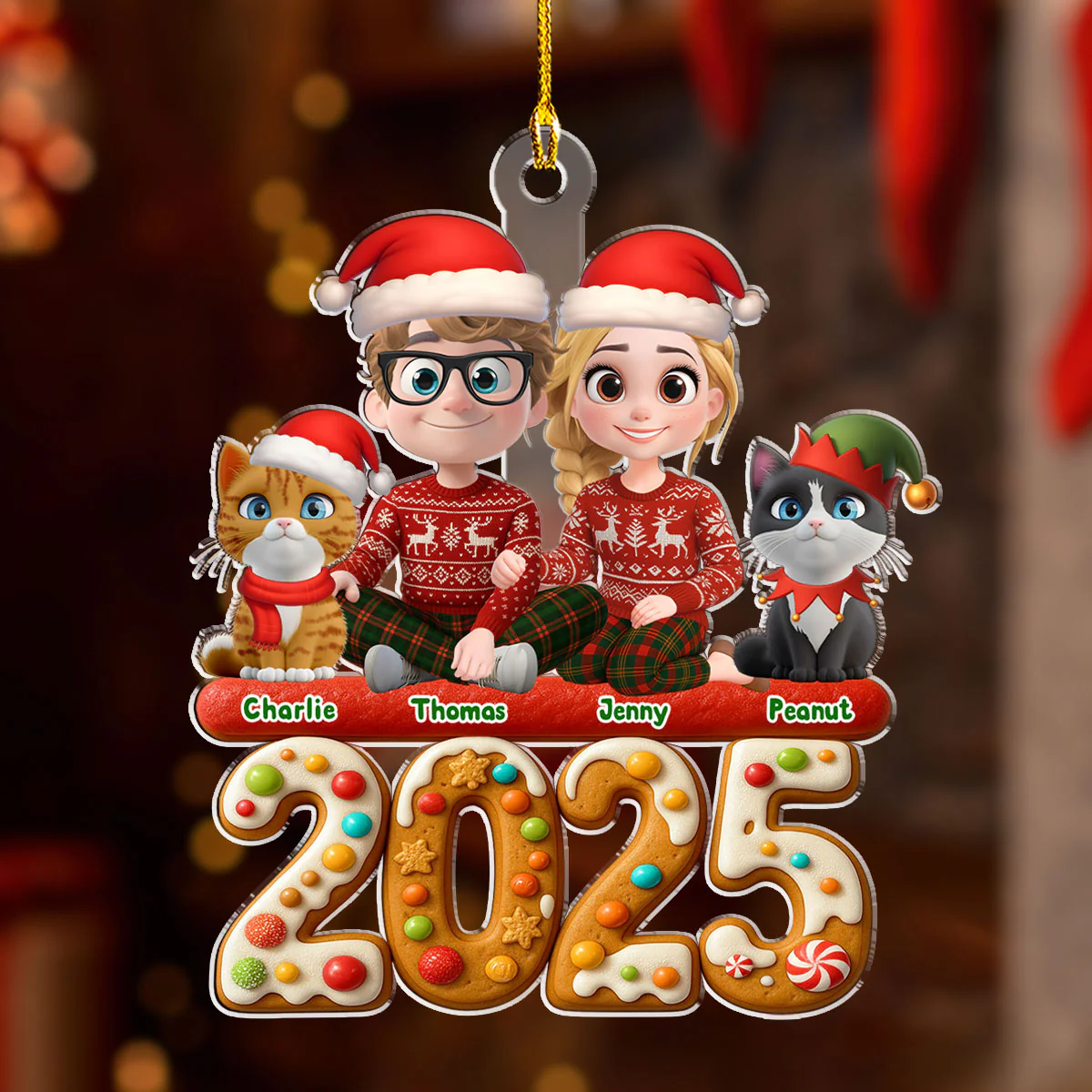 We And Our Cat Version 3 - Personalized Custom Acrylic Ornament - Image 3