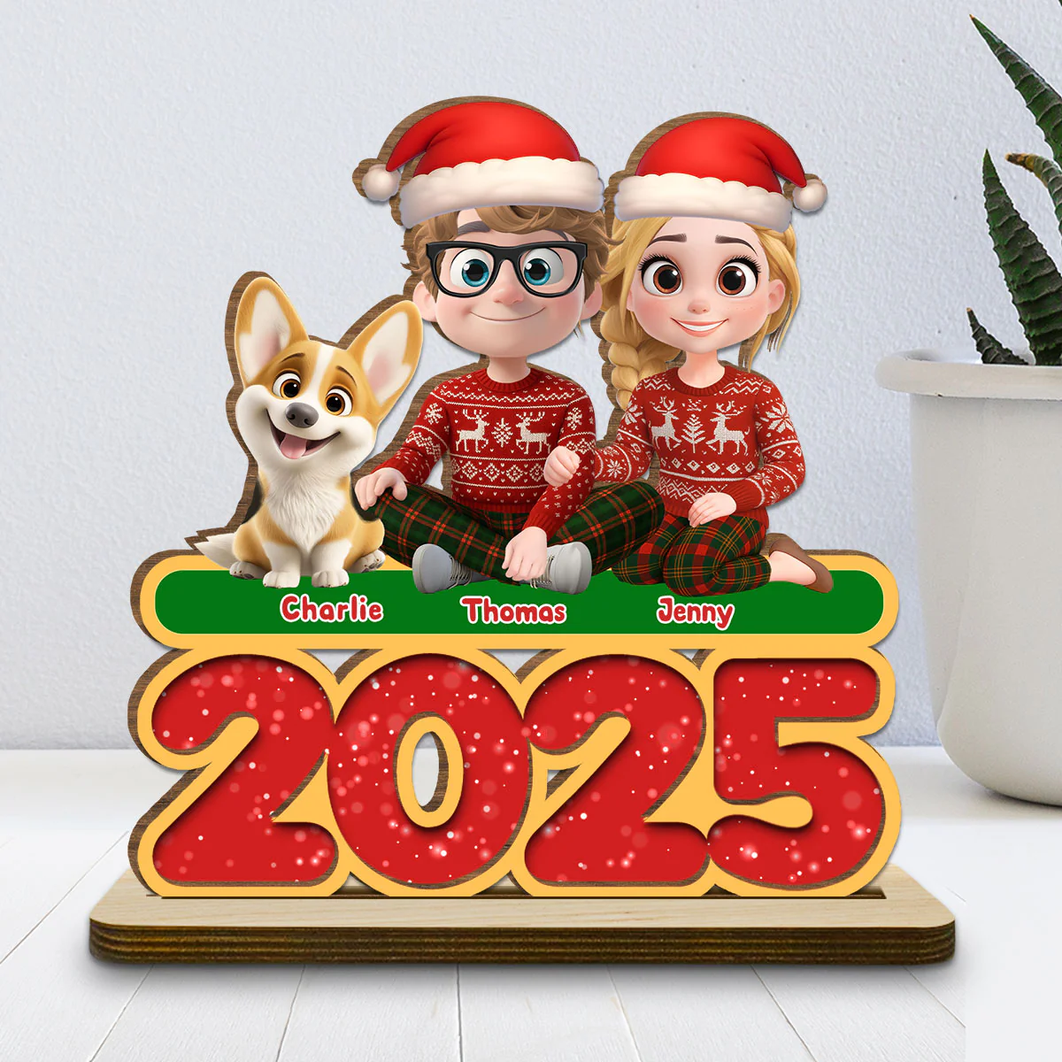 We And Our Dog - Personalized Custom 2-Layer Wood Plaque With Flat Base - Image 2