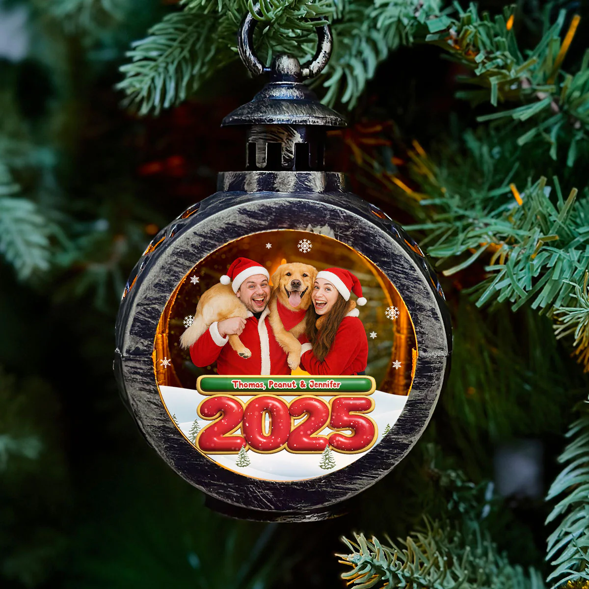 We And Our Pet Photo - Personalized Custom Christmas Lantern - Image 2