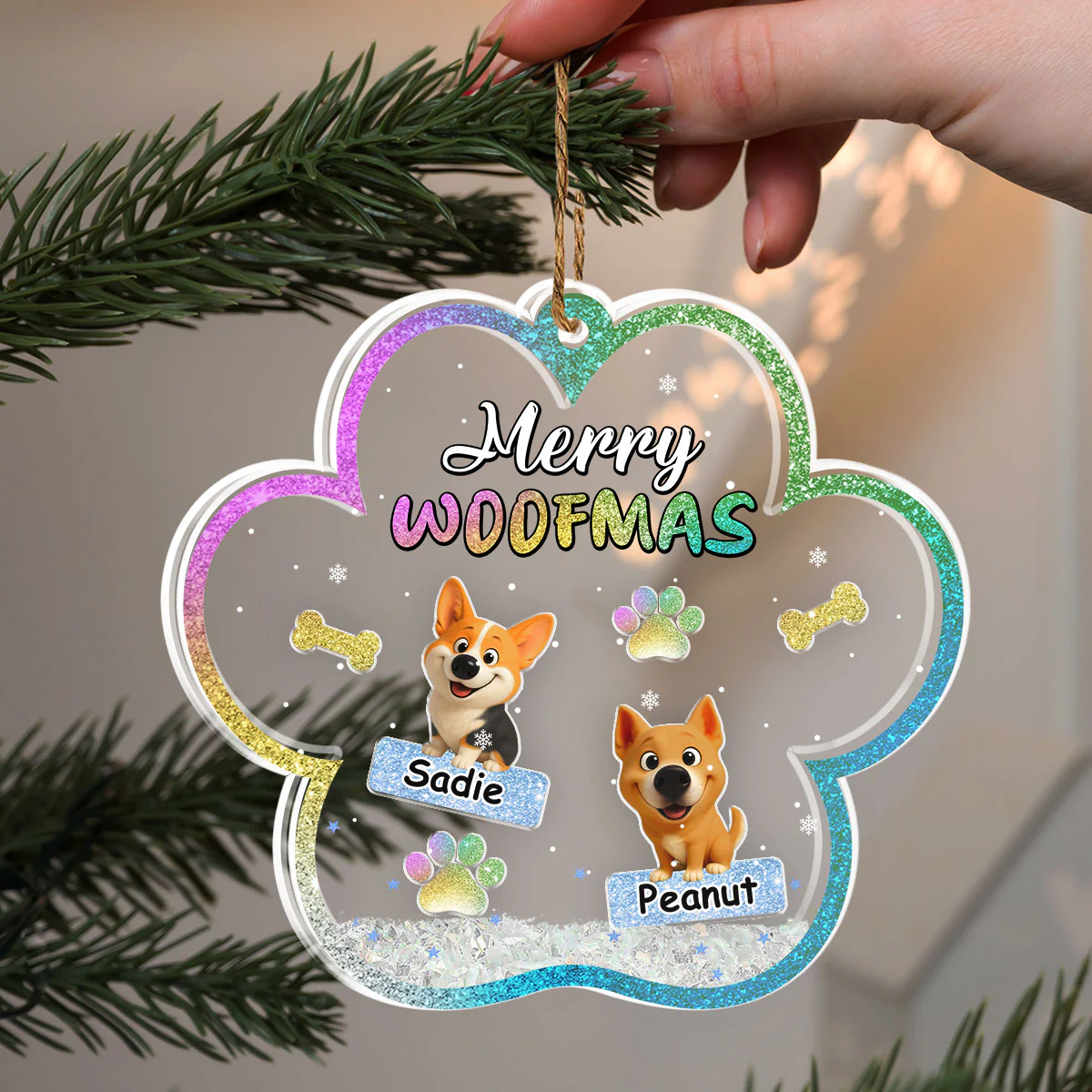 We And Snow - Personalized Custom Acrylic Shaker Ornament - Image 5