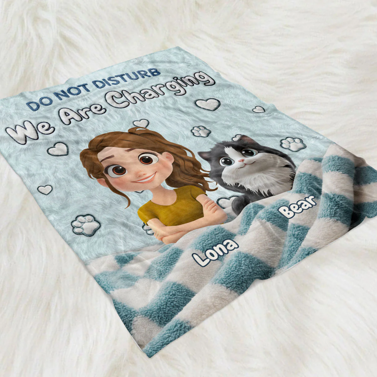 We Are Charging Cat Version - Personalized Custom Fleece Blanket - Image 2