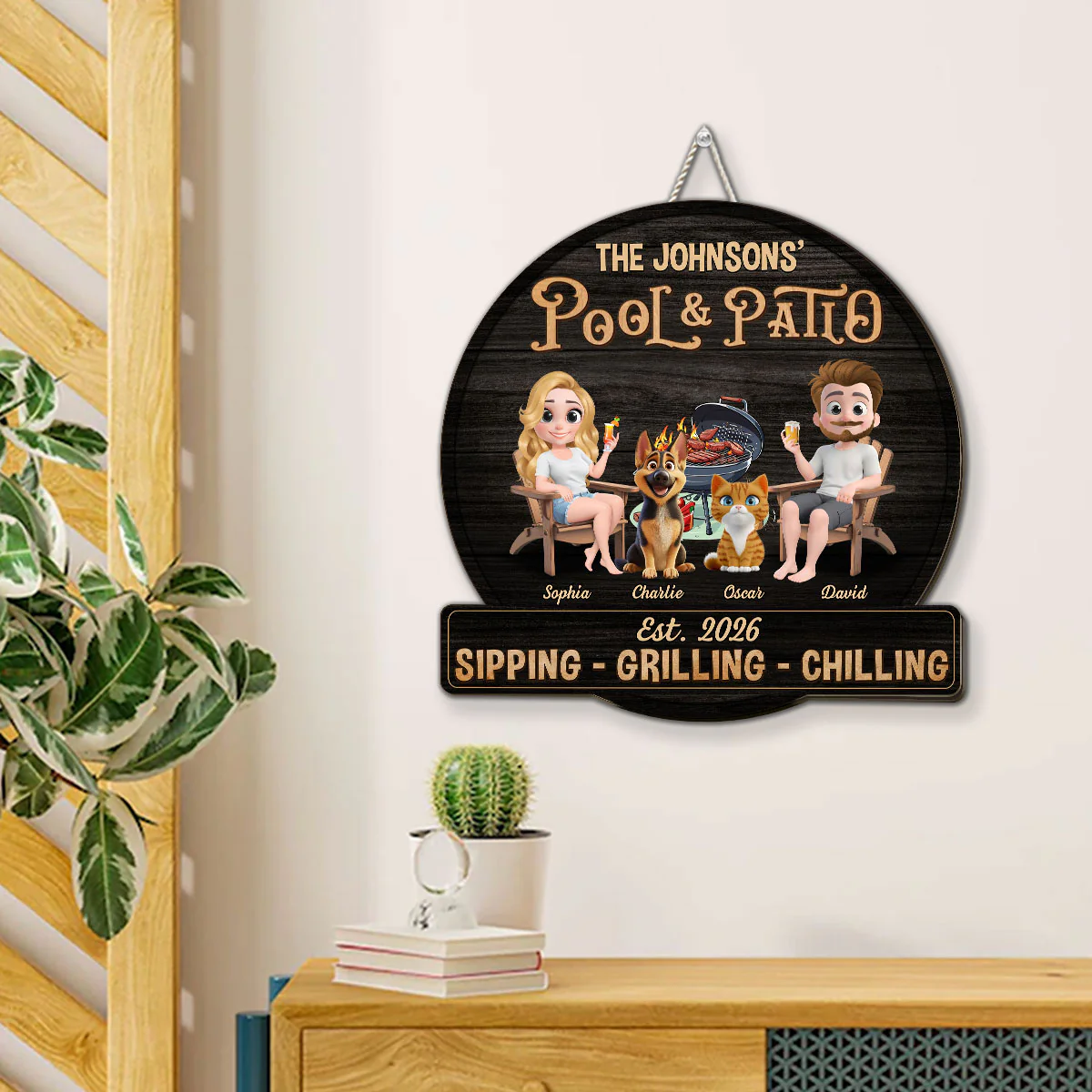 We At Pool And Patio With Pet - Personalized Custom Wood Sign - Image 3