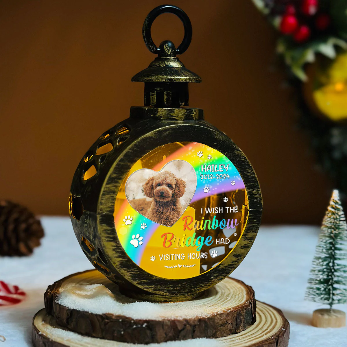 We Crossed The Rainbow Bridge - Personalized Custom Christmas Lantern - Image 5
