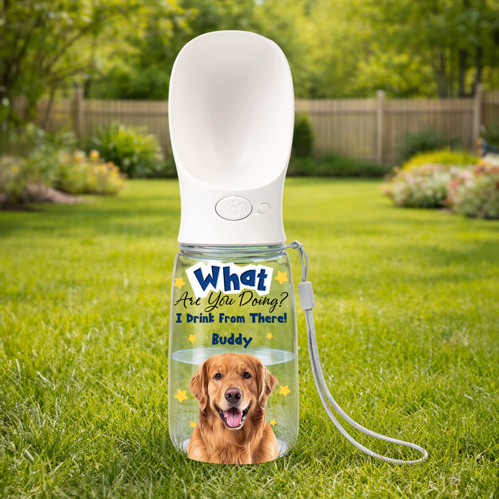 We Drink From There Photo - Personalized Custom Pet Water Bottle With Drinking Feeder - Image 2