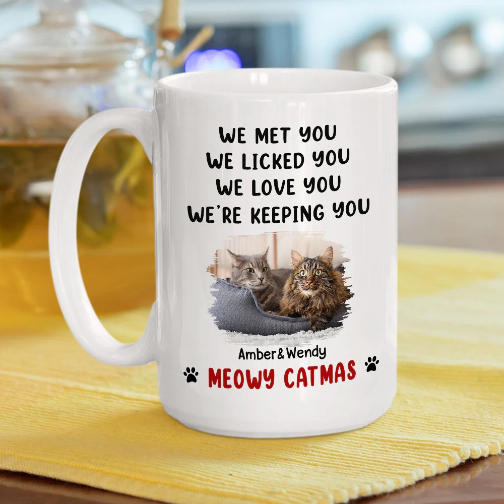 We Licked And Love You Ver Cat Christmas Photo - Personalized Custom Coffee Mug - Image 4