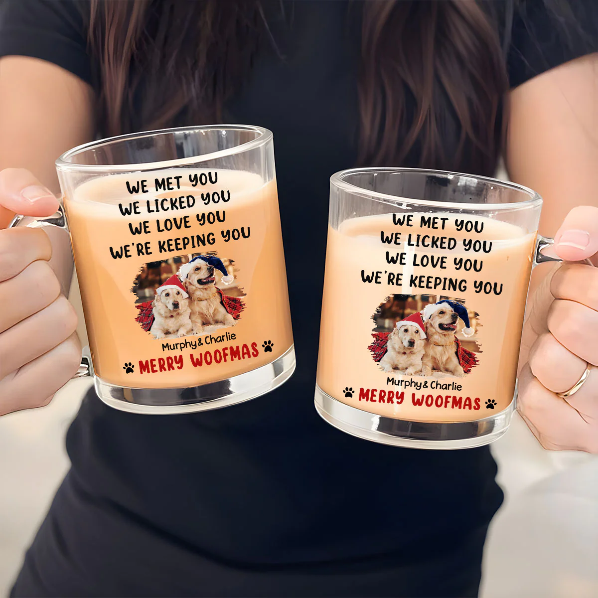 We Licked And Love You Ver Christmas Photo - Personalized Custom Glass Mug - Image 4