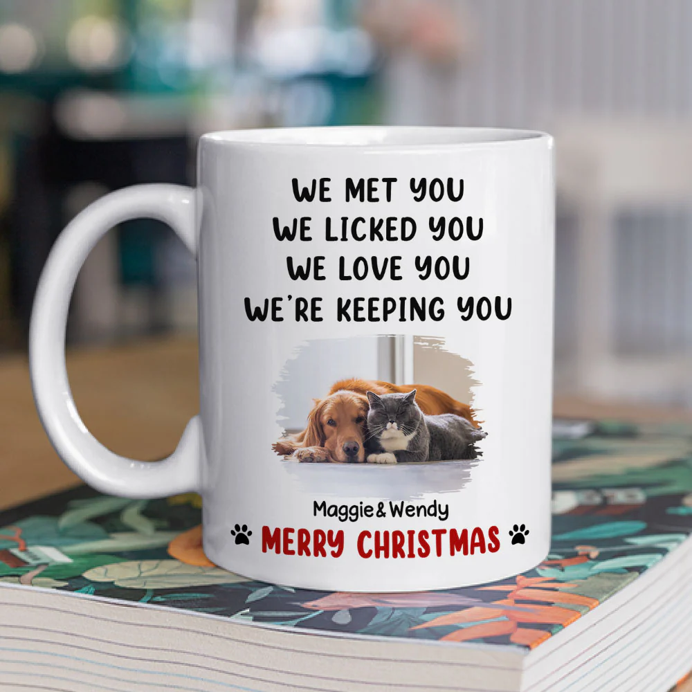 We Licked And Love You Ver Pet Christmas Photo - Personalized Custom Coffee Mug - Image 2