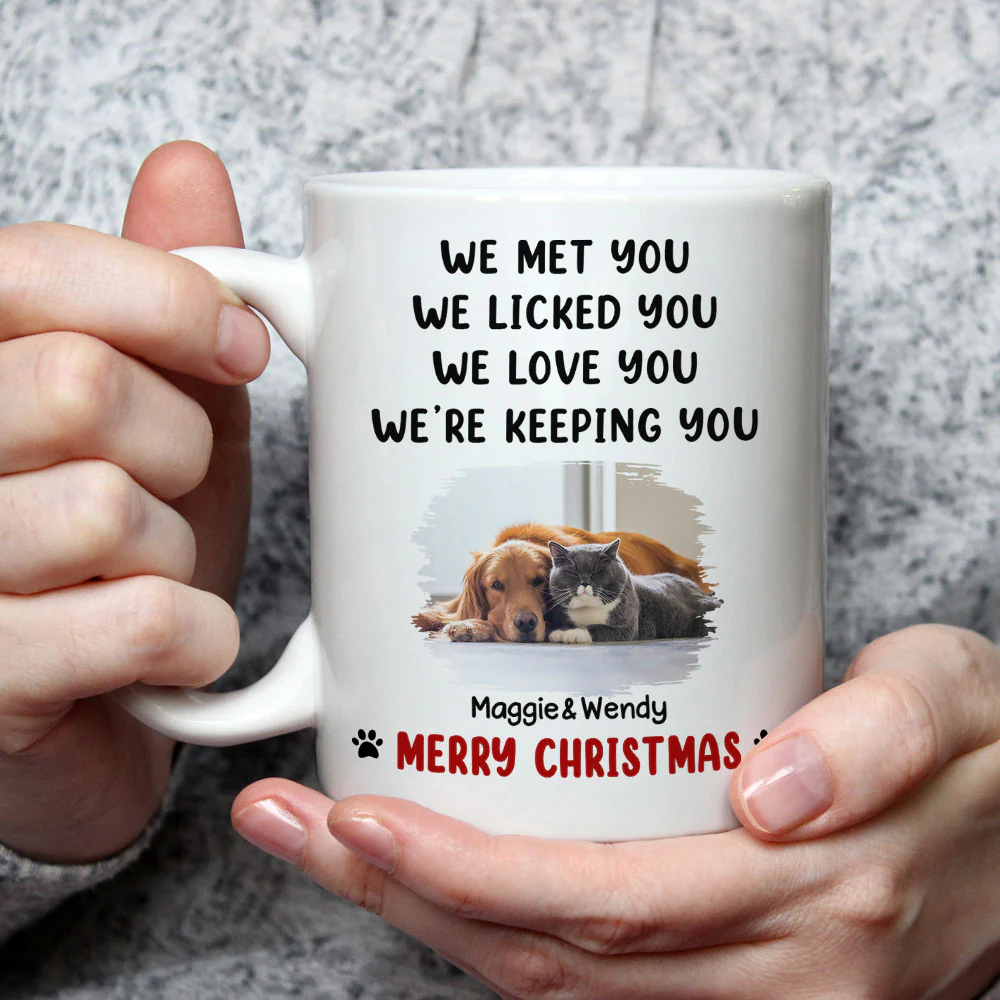 We Licked And Love You Ver Pet Christmas Photo - Personalized Custom Coffee Mug - Image 3