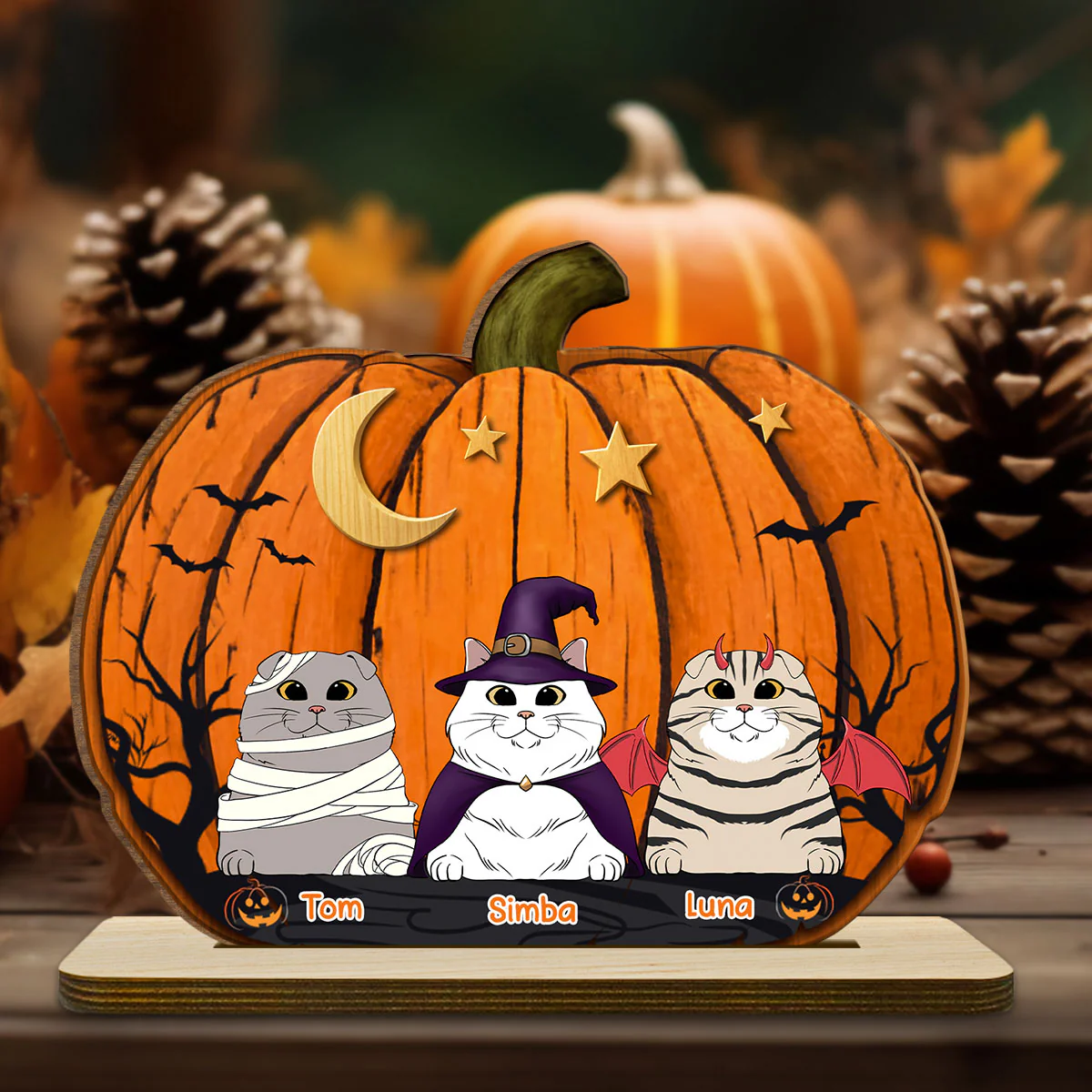 We Like Pumpkins - Personalized Custom 2-Layer Wood Plaque With Flat Base