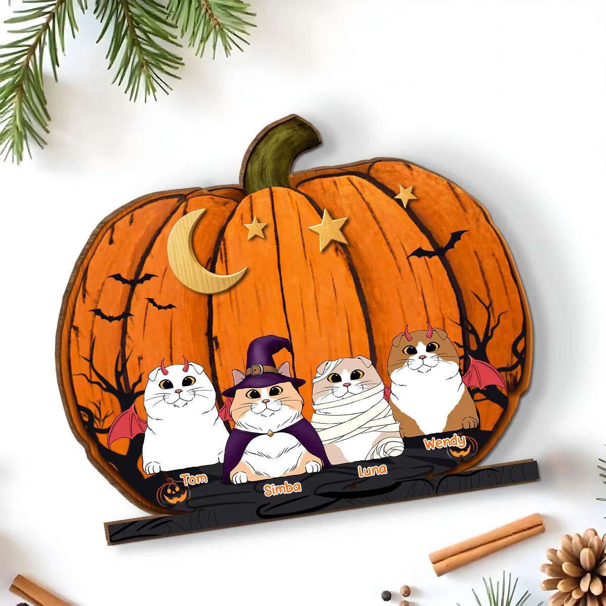 We Like Pumpkins - Personalized Custom 2-Layer Wood Plaque With Flat Base - Image 6