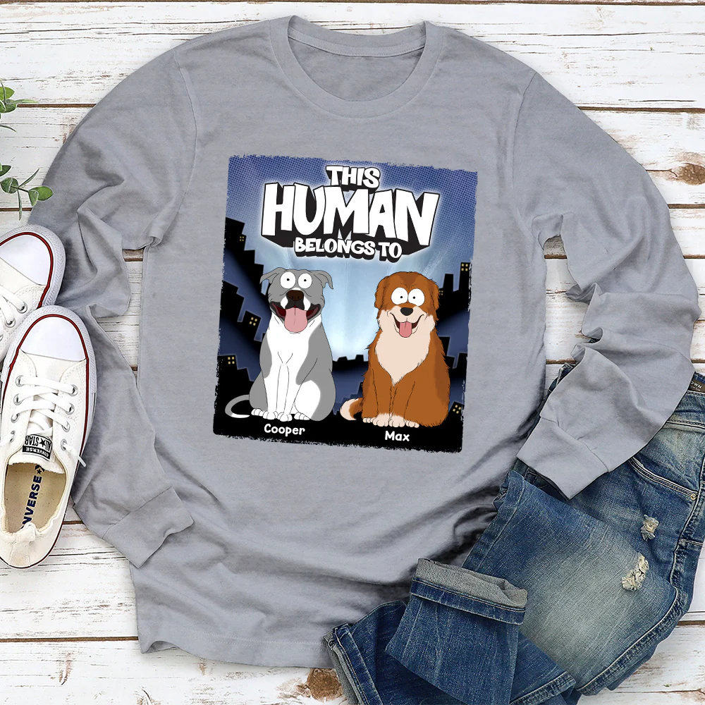We Own You Human - Personalized Custom Long Sleeve T-Shirt - Image 2