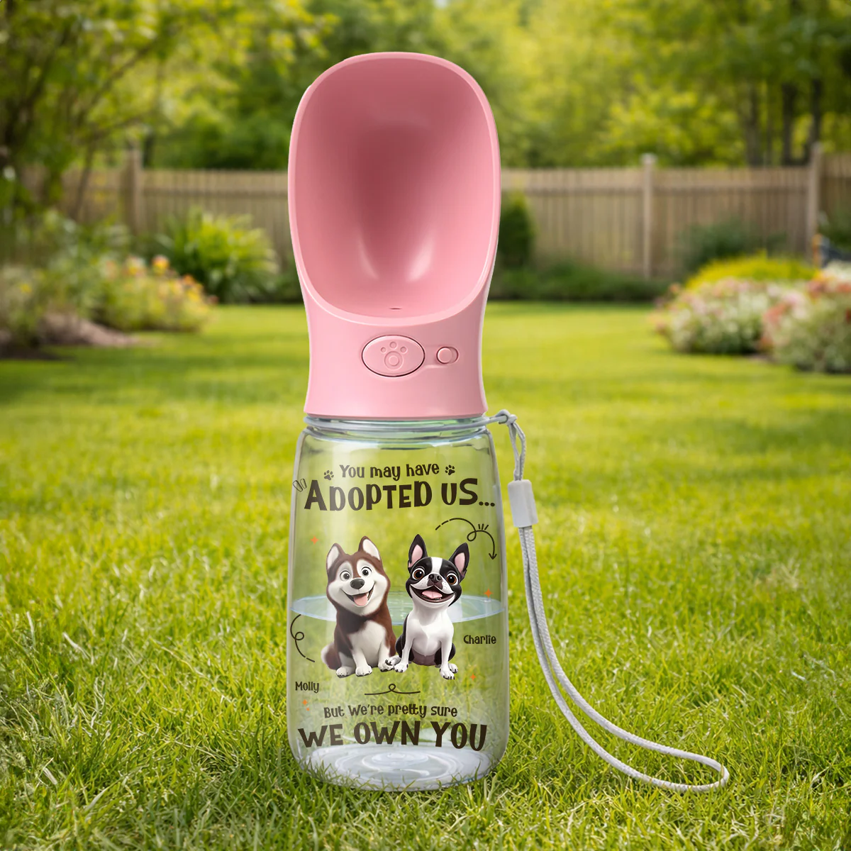 We Own You - Personalized Custom Pet Water Bottle With Drinking Feeder - Image 2