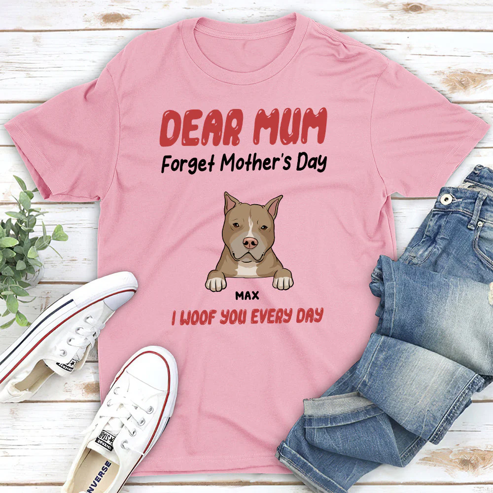 We Woof You Every Day Peeking Dog - Personalized Custom Unisex T-shirt - Image 4