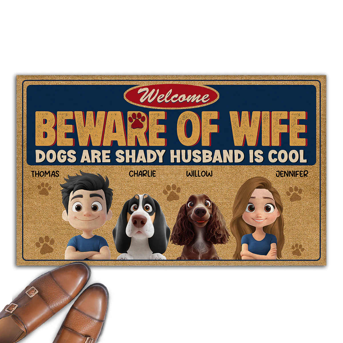 Welcome Beware Of Wife - Personalized Custom Doormat
