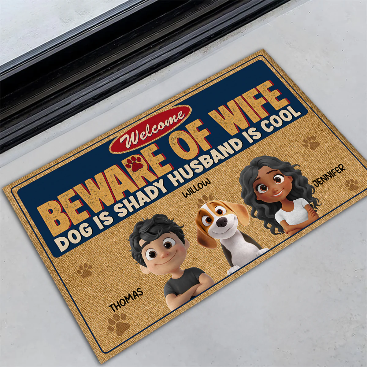 Welcome Beware Of Wife - Personalized Custom Doormat - Image 2