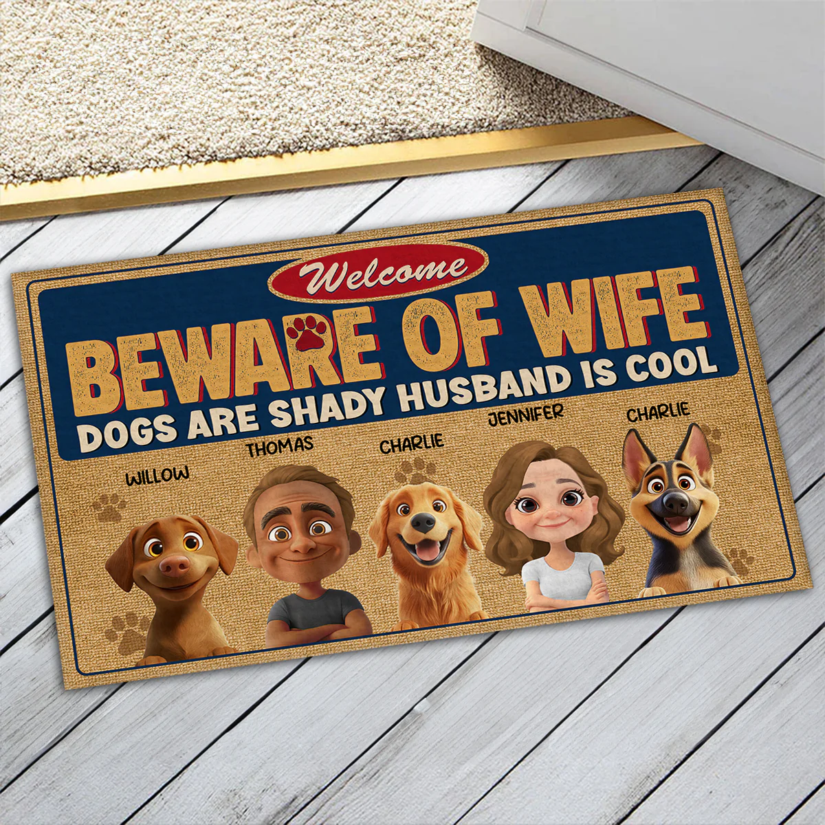 Welcome Beware Of Wife - Personalized Custom Doormat - Image 3