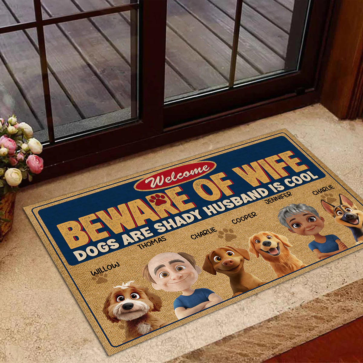 Welcome Beware Of Wife - Personalized Custom Doormat - Image 4