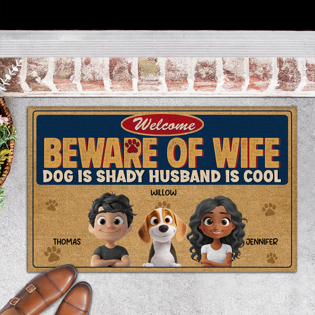 Welcome Beware Of Wife - Personalized Custom Doormat - Image 5