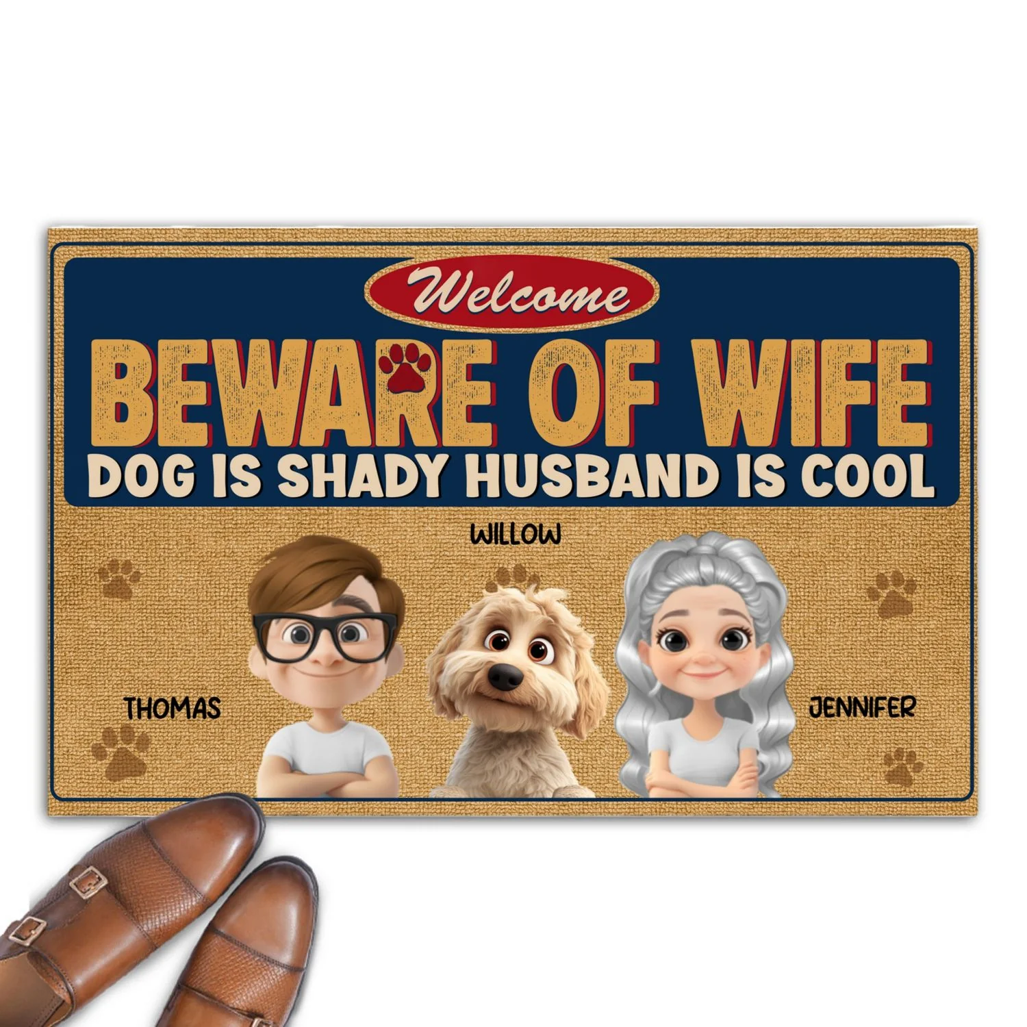Welcome Beware Of Wife - Personalized Custom Doormat - Image 6