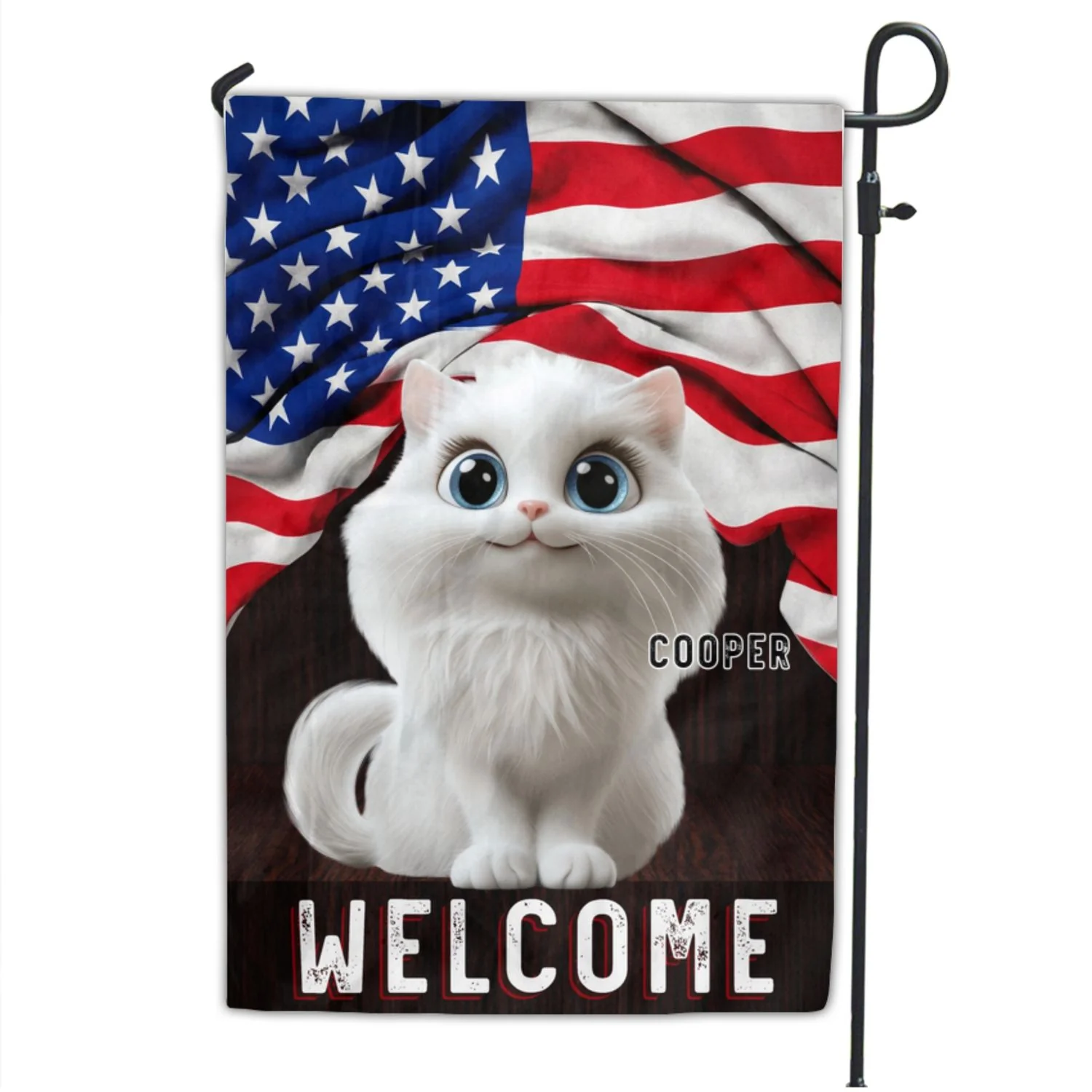Welcome Cartoon Cat Version - Personalized Custom Flag - Image 6