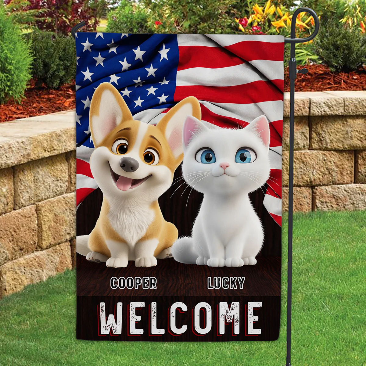 Welcome Cartoon Pet Version - Personalized Custom Flag