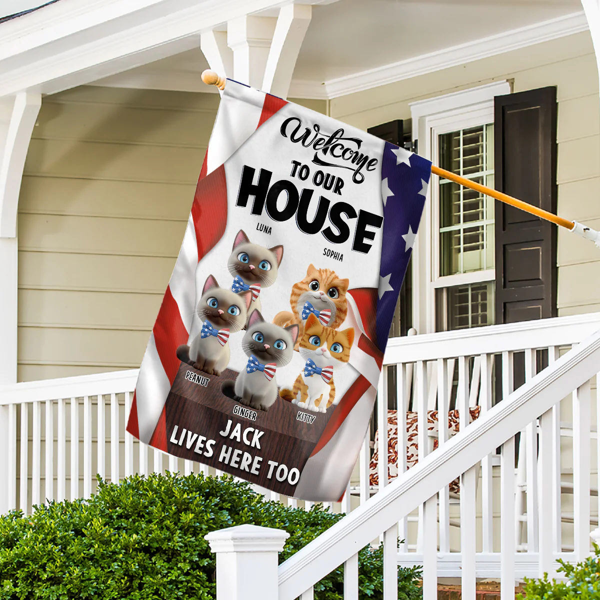 Welcome To American Cat House - Personalized Custom Flag - Image 6