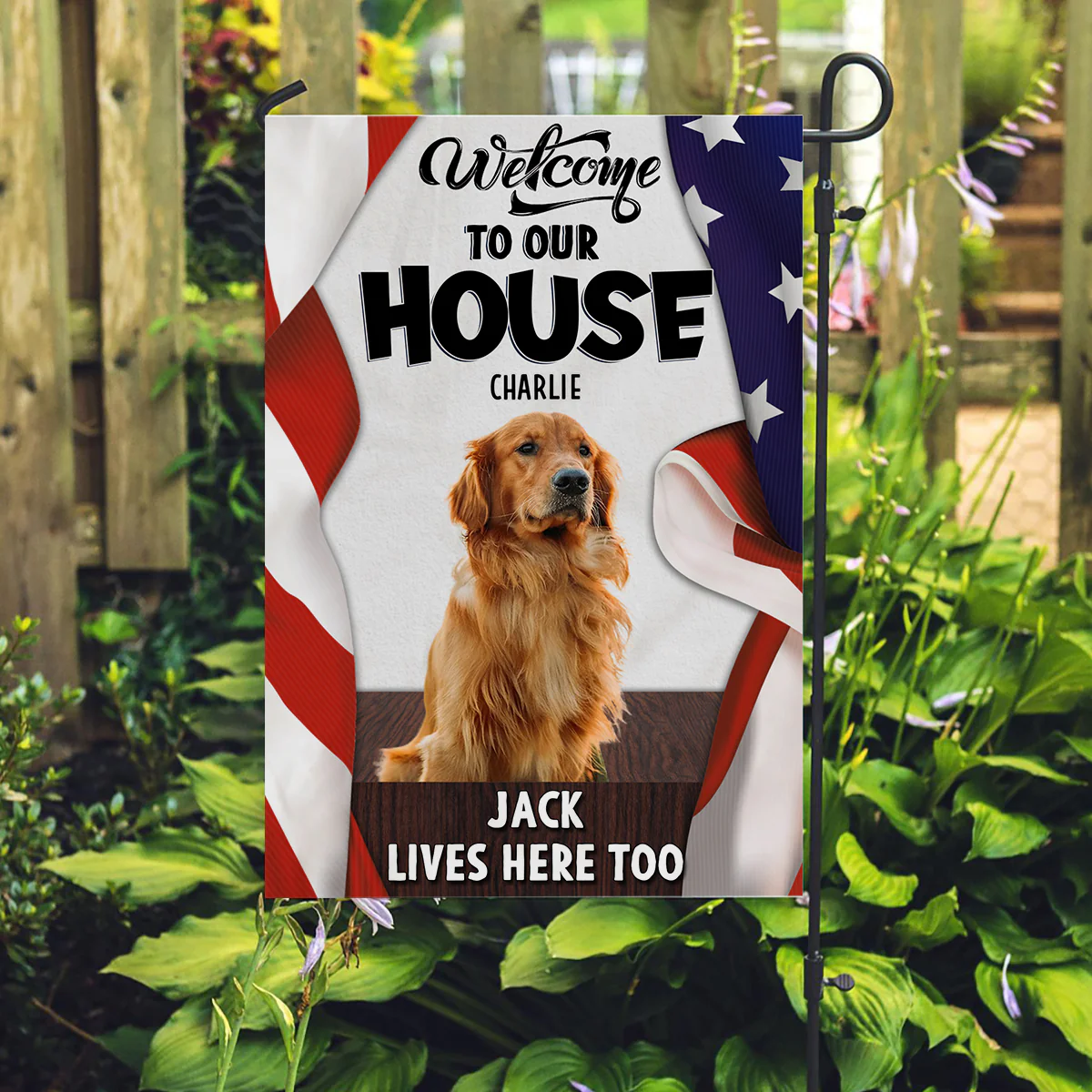 Welcome To American Dog House Photo - Personalized Custom Flag - Image 2