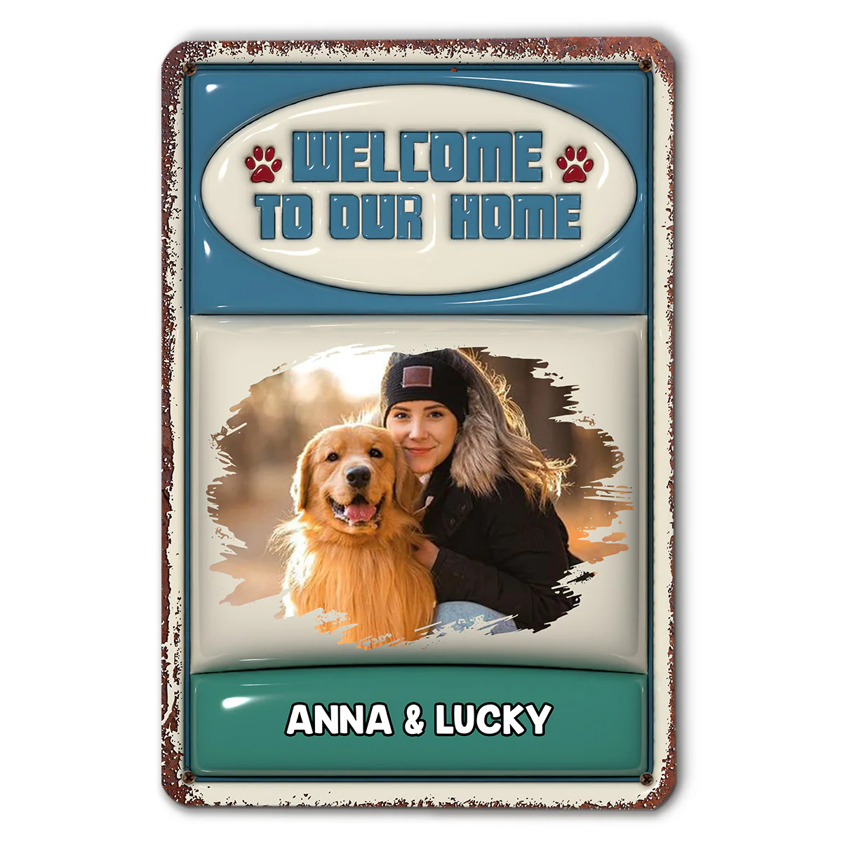 Welcome To Our Home Photo - Personalized Custom 3D Inflated Effect Metal Sign