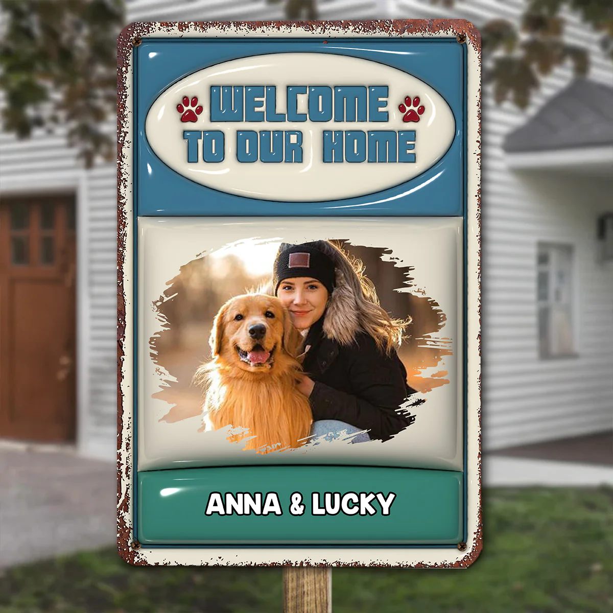 Welcome To Our Home Photo - Personalized Custom 3D Inflated Effect Metal Sign - Image 2