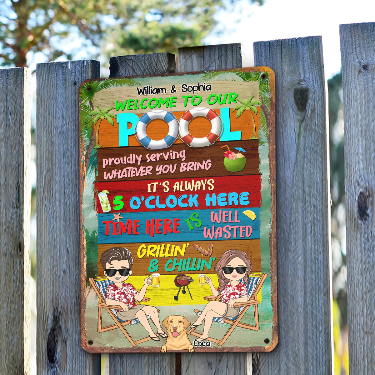 Welcome To Our Pool - Personalized Custom Metal Sign - Image 3