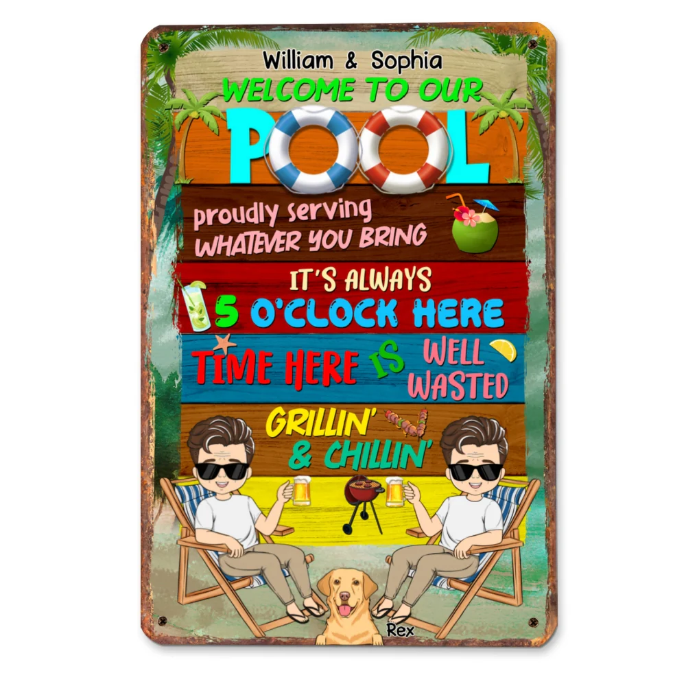 Welcome To Our Pool - Personalized Custom Metal Sign - Image 6