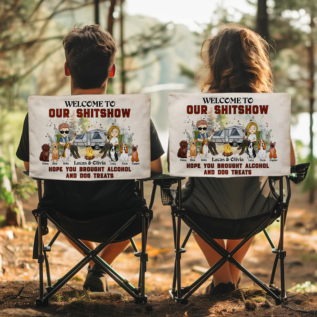 Welcome To Our Shitshow - Personalized Custom Camping Chair Cover - Image 5