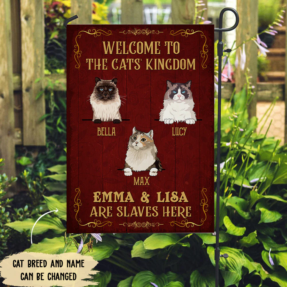 Welcome To The Cat Kingdom - Personalized Custom Garden Flag - Image 2